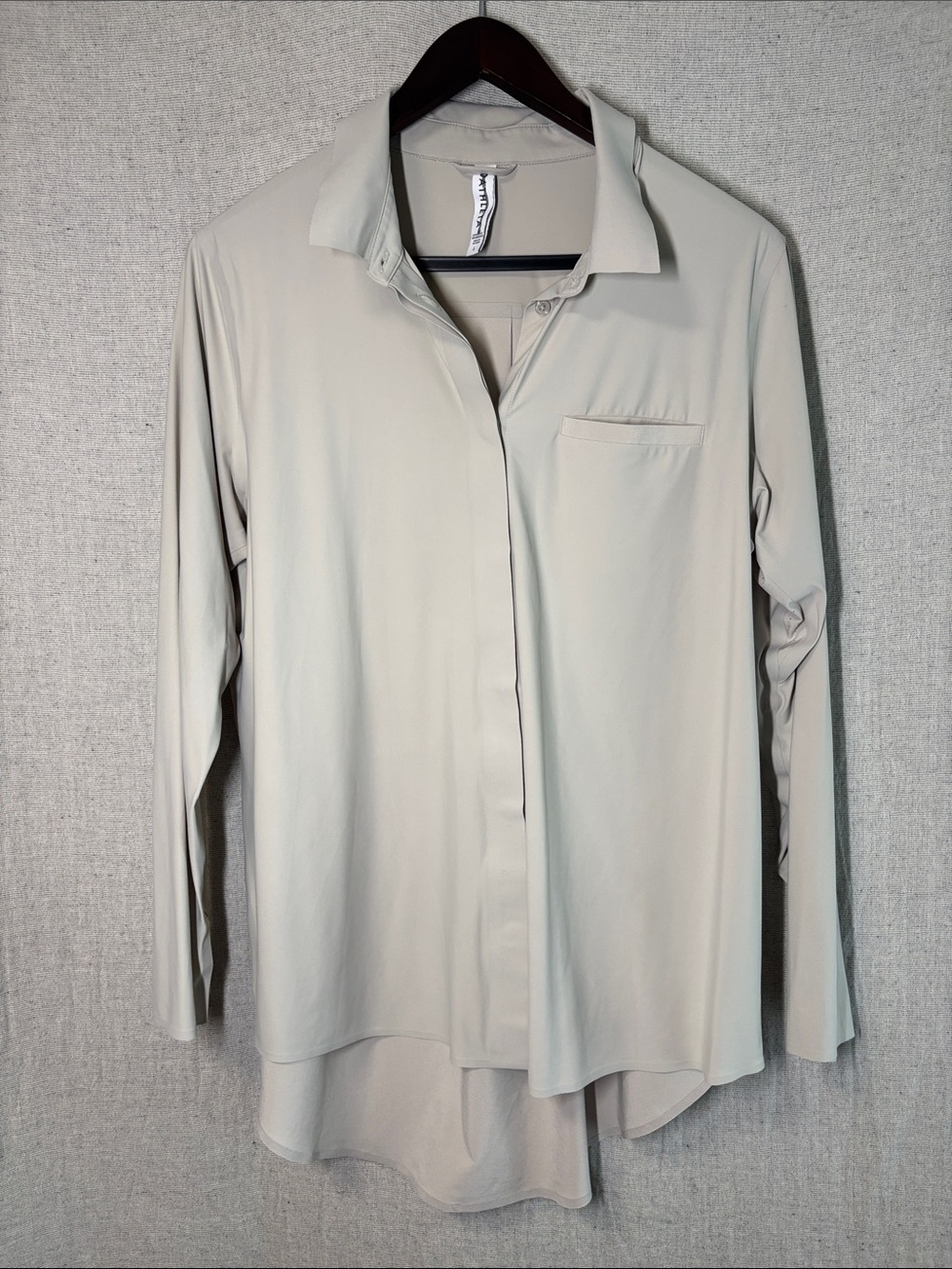 Athleta Light Beige Button-Down Long Sleeve Shirt